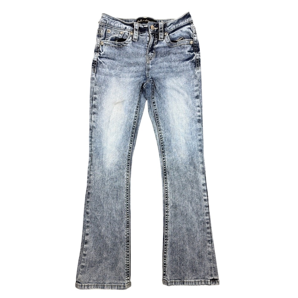 Stella in Dreams Womens Mid Rise Bootcut Acid Wash Embellished Jeans‎ Size 9/29